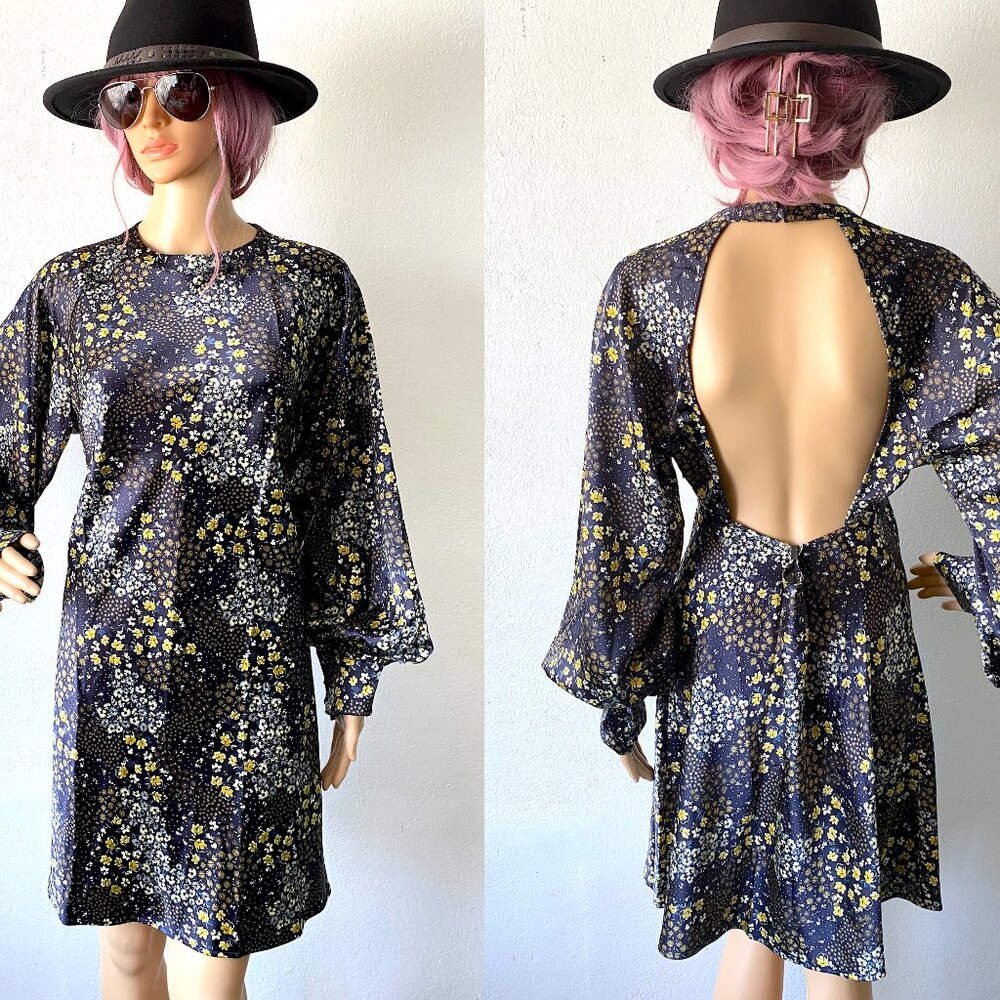 Open Back Mini Dress Cocktail Dress Wedding Guest Dress Sexy Shift Dress L XL